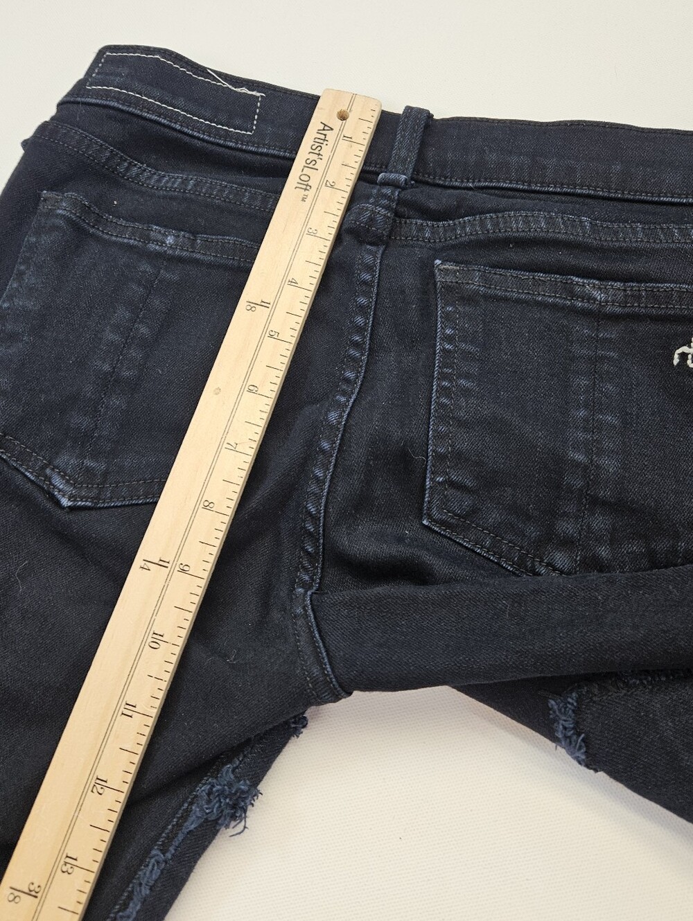 RAG & BONE Skinny Patch & Repair Jeans in Torn Coal(Navy w Black Overdye)Size 25 - Picture 10 of 14